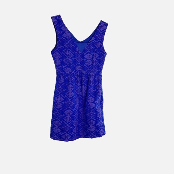 Anthropologie Maeve Women’s Blue & Purple Jacquard-Patterned Mini Dress Sz. 2 - Picture 5 of 12
